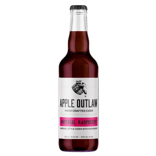 A bottle of apple outlaw Imperial Raspberry ale.